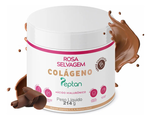Colágeno Peptan Chocolate + Ácido Hialurônico Rosa Selvagem
