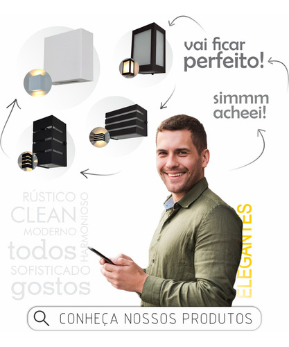 Arandela Externa Muro Parede Moderna 2 Fachos 2 Frisos + Led