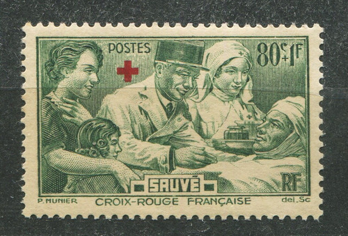 Francia Sello Estampilla Yvert 459 Mnh Croix Rouge 1940