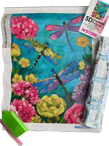 A Kit Pintura Diamantes 5d Libelulas Para Bricolaje 40x30cm