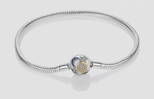 Pulsera Brazalete Sol,luna,estrella Para Charm Plata 925 Plateado 20 Cm