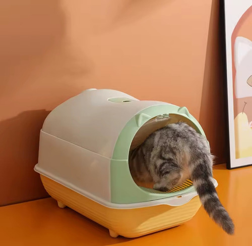 Caja De Arena Para Gatos Con Tapa Neutraliza Olores Con Pala Verde