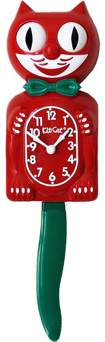 Reloj De Pared Kit Cat Klock, Analógico, Rojo Y Verde