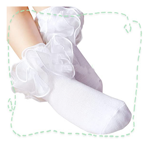 Calcetines De Encaje Con Volantes Para Niñas, 3 Pares, Calce
