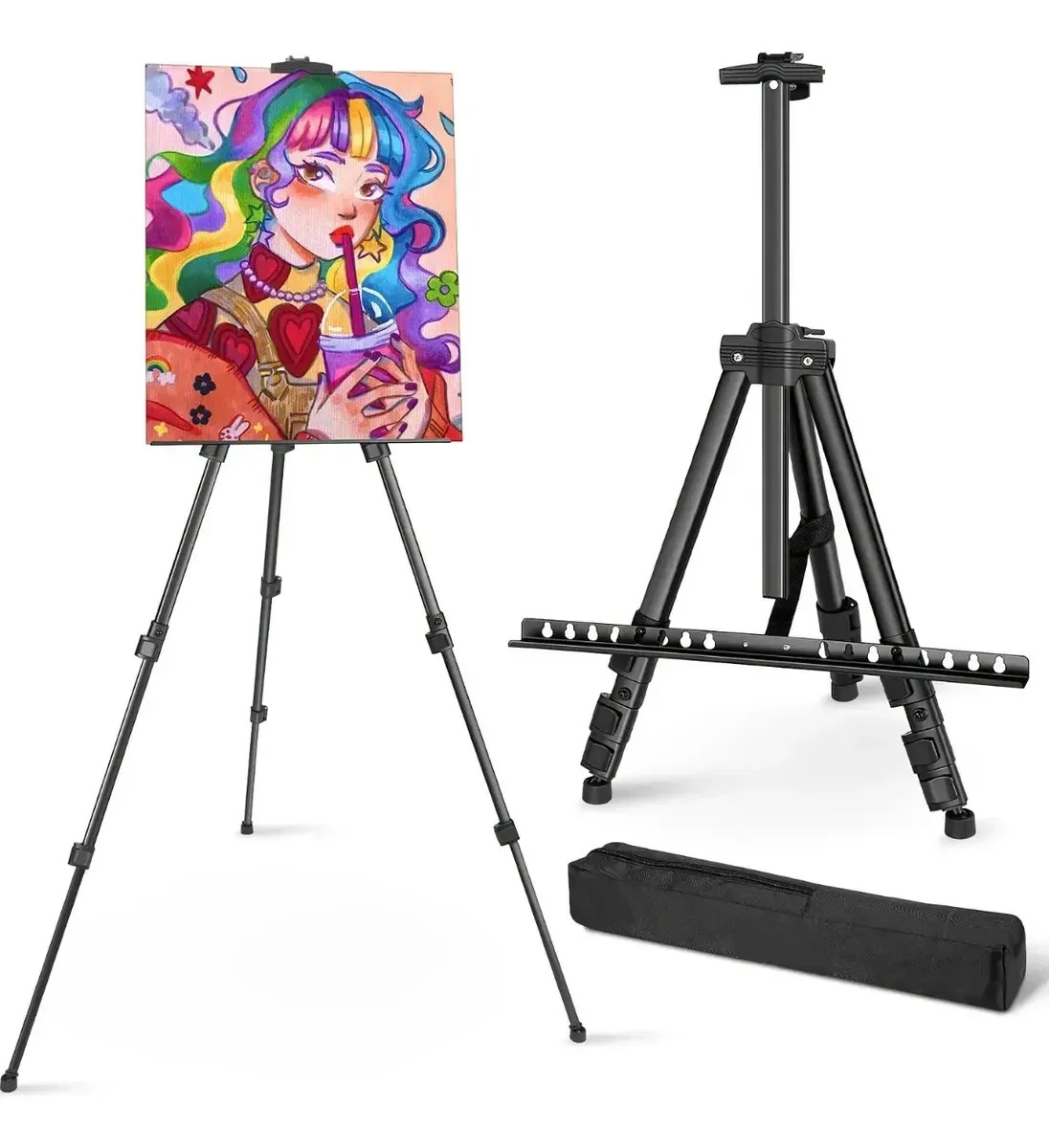 Caballete Para Pintar Plegable Ajustable De Aluminio Portátil Tipo Tripie Con Bolsa Para Lienzo Cuadros Arte Dibujo Pintura Exhibición Carteles Escuela Oficina Estudio