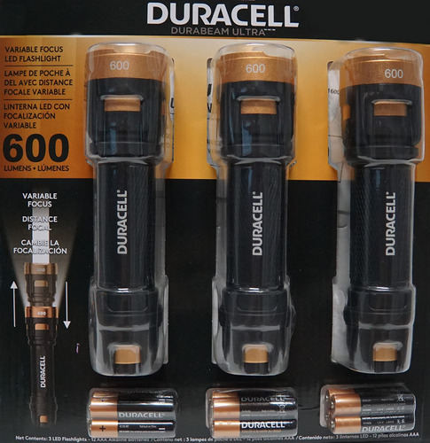 Duracell Durabeam Ultra Led Linterna 600 Lúmenes 3 Unidades