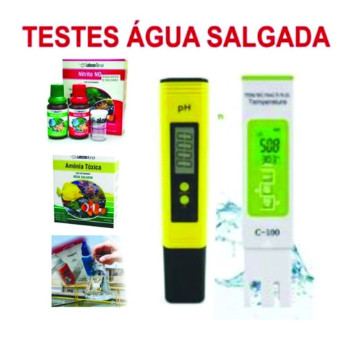 Testes Água Salgada Ph, Amônia, Nitrito, Alcalinidade, Salin