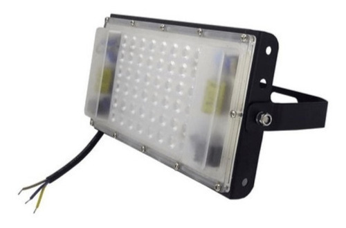 Kit de 2 focos LED, 50 W, impermeable, bivolt, carcasa de luz fría, color negro