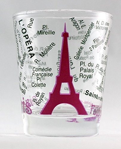 Mapa Paris Francia Torre Eiffel Rosa Shot Vidrio