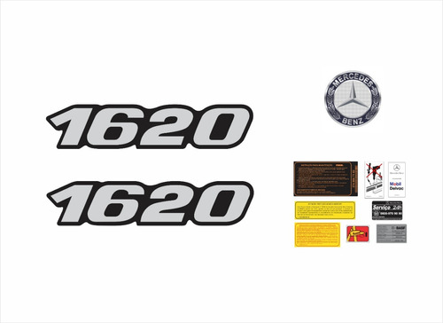 Kit Adesivo Mercedes Benz 1620 Emblema Resinado 66 Fgc