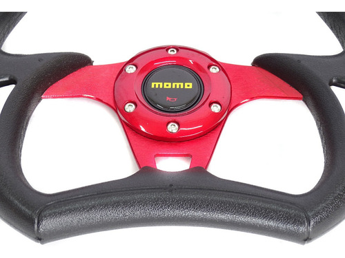 Imagen 3 de 4 de Volante Deportivo Momo Rojo Con Negro Semi Redondo