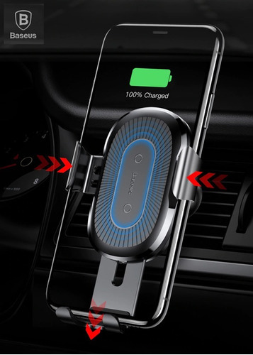 Suporte gravitacional do carregador de carro sem fio Baseus, cor preta