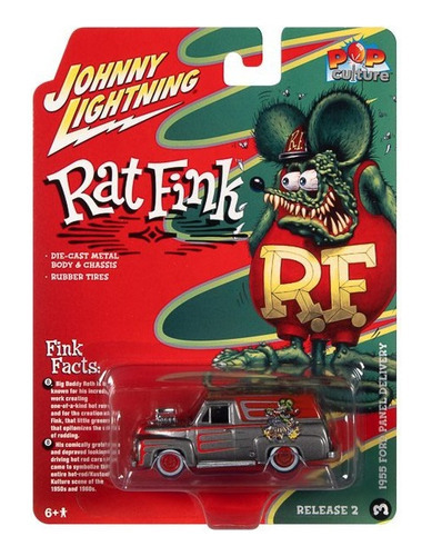 Miniatura Metal Cultura Pop 2020 R1 1/64 - Johnny Lightning Cor 1955 Ford Panel Delivery - Rat Fink