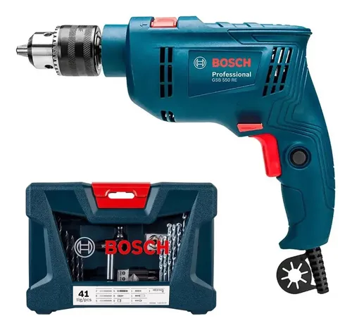 Furadeira Impacto 1/2 Pol 550w Kit De Pontas 41 Peças Bosch