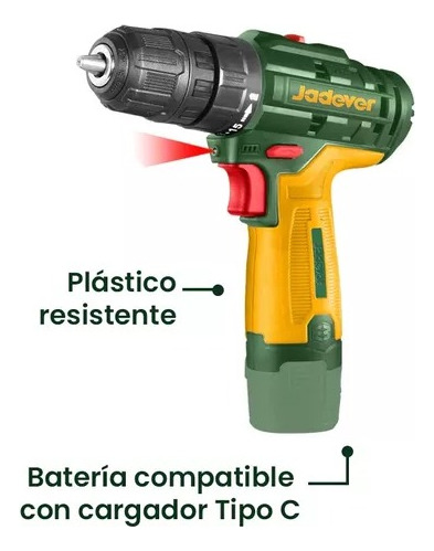 Taladro Inalámbrico Con Selector Torque 20nm 1500rpm Jadever