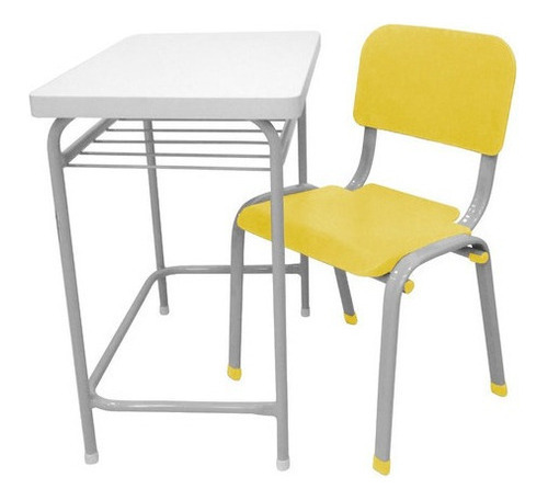 Carteira Escolar Infantil C/ Cadeira LG Flex Reforçada T3 Cor Amarelo