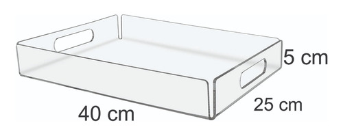 Bandeja Acrilica Transparente 40x25 Cm