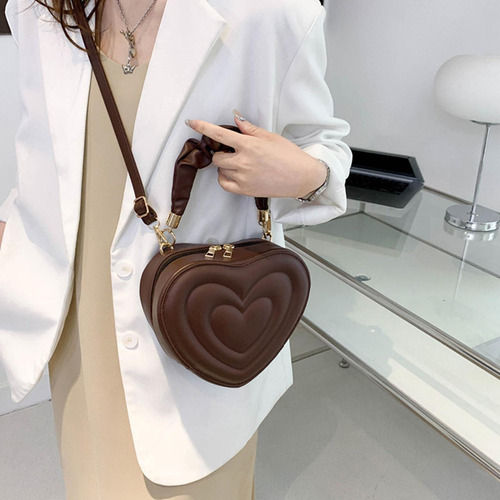 Bolso De Hombro En Forma De Corazón, Bolso De Moda En Color