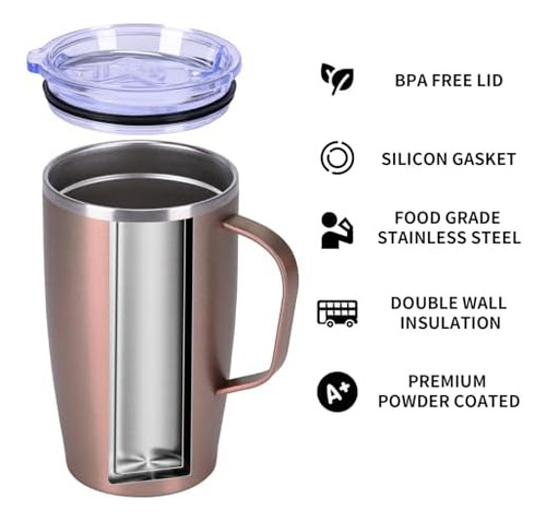 Taza De Café Aislada De 17 Oz Con Tapa, Taza De Café De Viaj