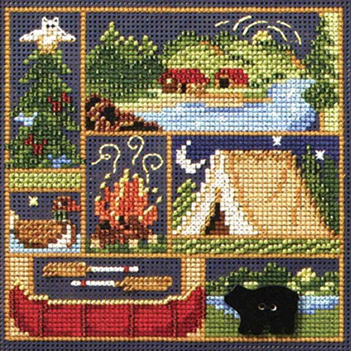 Camping Out Beaded Counted Cross Stitch Kit  Buttons & ...