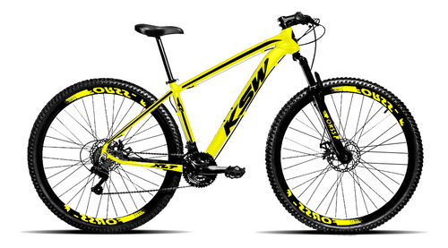 Bicicleta Aro 29 Masculina Ksw Aluminio 21 Marchas Mtb Mcz18 Cor Amarelo Tamanho do quadro 19