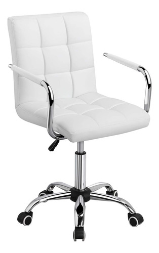 Silla De Oficina Blanca Moderna Y Ajustable Con Ruedas Y Rep