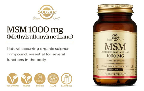 Msm, 1000 Mg, 120 Tabs By Solgar E1734