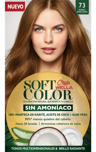 Kit Tintura Wella  Soft color tono 73 - rubio avellana para cabello