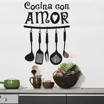 Comprar Vinilos Decorativos De Pared Cocina Con Amor Frases Vinil
