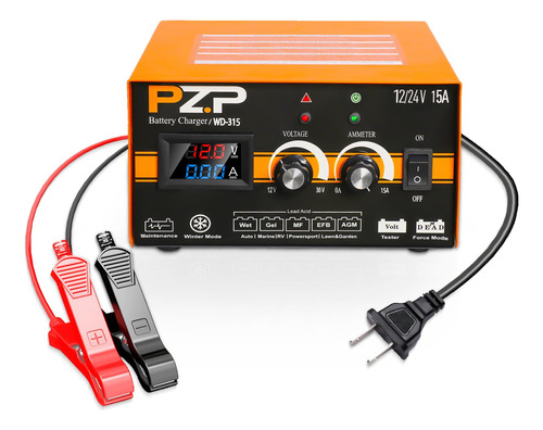 Pzp - Cargador De Bateria Manual De 12 V 24 V, Mantenedor De