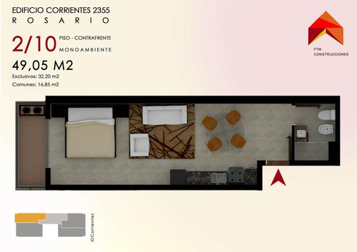 Departamento Un Dormitorio Al Contrafrente Con Balcón En Construcción - Abasto