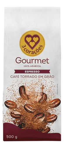 Café Torrado em Grãos Espresso Gourmet Pacote 500g 3 Corações