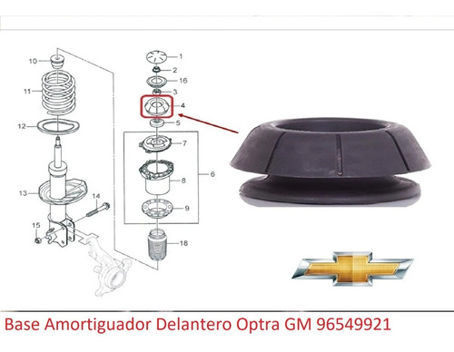 Base Amortiguador Delantero Optra Gm 96549921