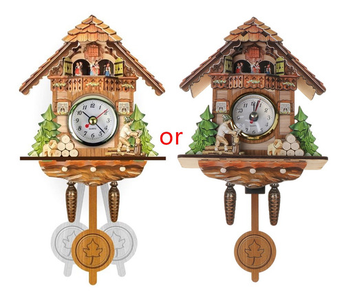 Imagen 3 de 10 de Reloj De Pared De Madera Antigua De Cuco De Pájaro, Campana