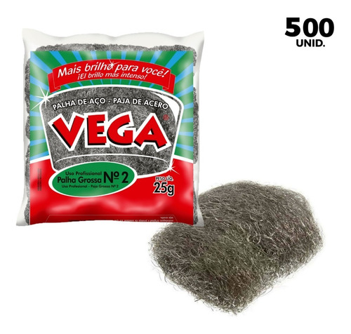 Kit Palha De Aço Número 02 Vega Steel Profissional 500 Unid.