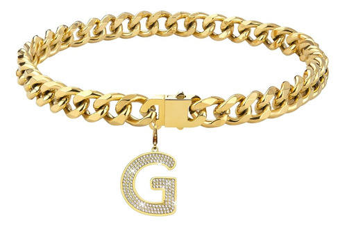 Dopetie Gold Chain Dog Collar Personalizado Letra Perro Coll