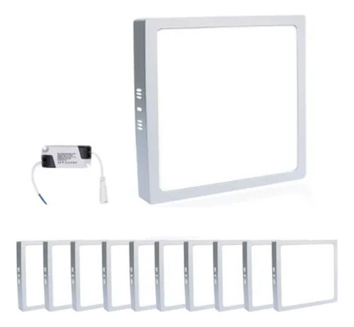 Kit 10 Painel Plafon Led 18w Sobrepor Quadrado 6000k Cor Branco Voltagem 110v/220v