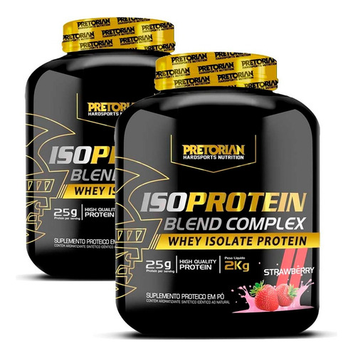 Kit 2x Whey Iso Protein Complex Blend 2kg - Pretorian Sabor Morango