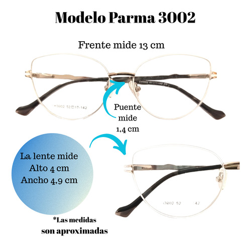 Armazones Muttarlentes Metal Parma 3002 - Estilo Y Elegancia Blanco Para El Contorno Del Marco Y El Resto De La Estructura Es En Metal Plateado