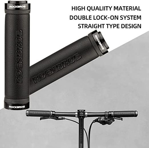 Imagen 4 de 8 de Puños Bicicleta Microfibra Cuero Mtb Antideslizante Rockbros