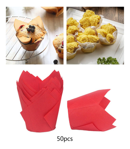50x Moldes Para Cupcakes, Envoltorios Para Cupcakes, Rojo