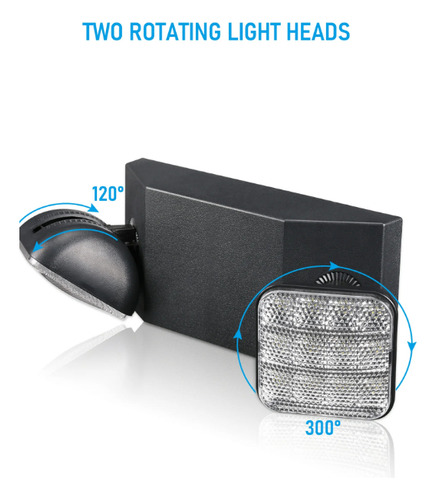 Torchstar - Pack De 4 Luces De Emergencia Led Con Batería De Respaldo, Dos Cabezas Ajustables, Certificadas Por Ul & Fcc, Ac 120/277v