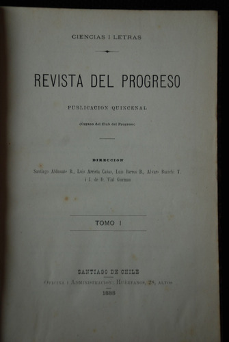 Revista Del Progreso 1888 Tomo I