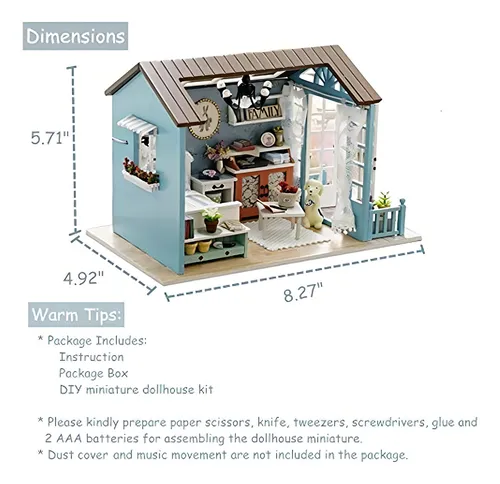 Tukiie Kit De Madera En Miniatura Para Casa De Muñecas Con M