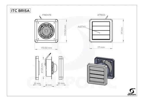 Imagem 5 de 6 de Exaustor Abre E Fecha Para Ambientes Itc Brisa 126mm 18w