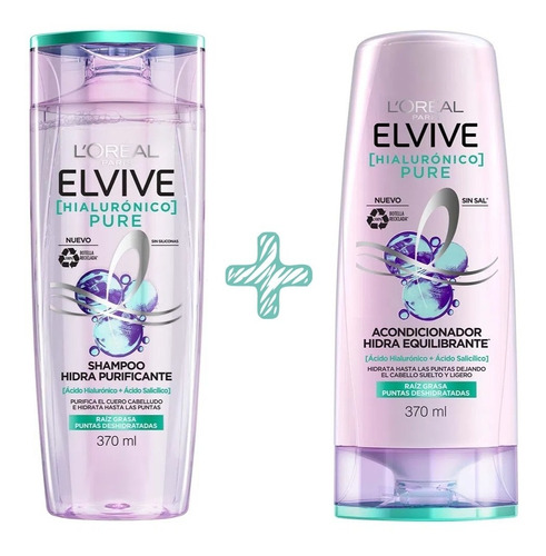 Elvive Hialurónico Pure Cabello Graso Champú, Acondicionador