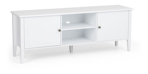 Rack Madeira Maciça E Mdf 160 Cm Vogue Artemobili Cor Branco