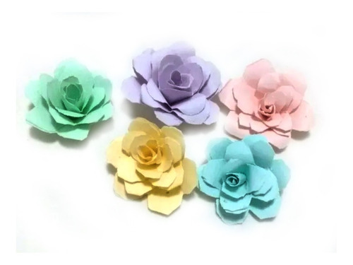 Pack De 5 Rositas Cartulina Temática Unicornio Color Pastel 