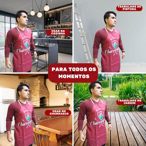 Kit Churrasco Avental Fluminense Churrasqueiro+taça Windsor
