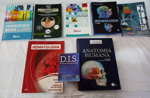 Coleção De 7 Livros Da Área Da Saúde + Dicionário Semi-novos E Bem Cuidados! (Usado)